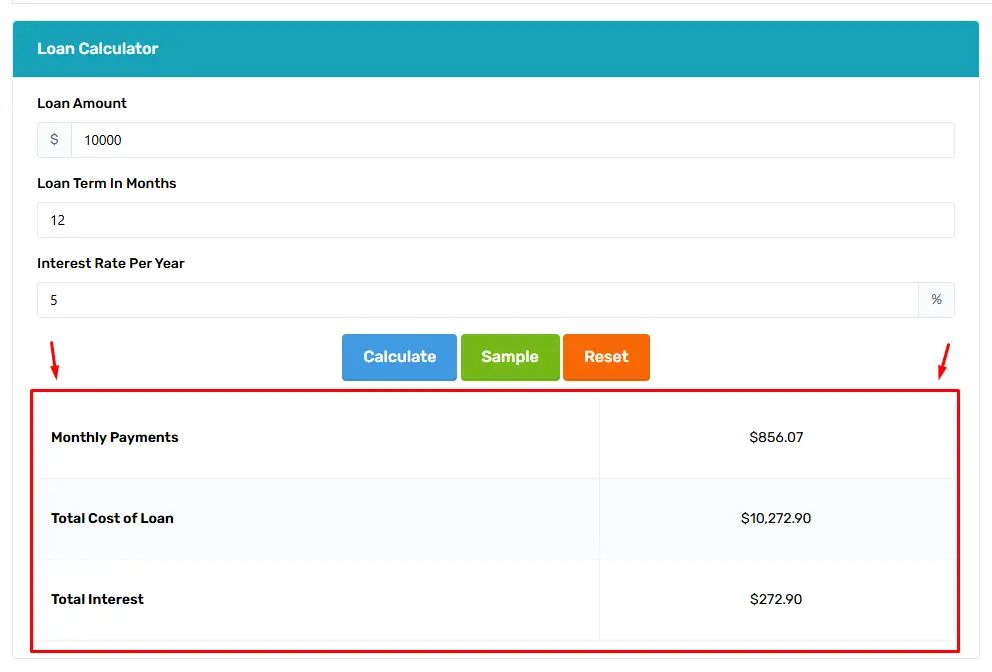 Loan Calculator work Step