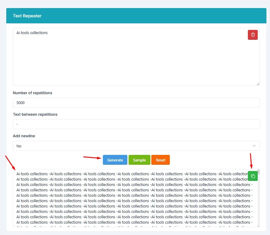 online text repeater generator